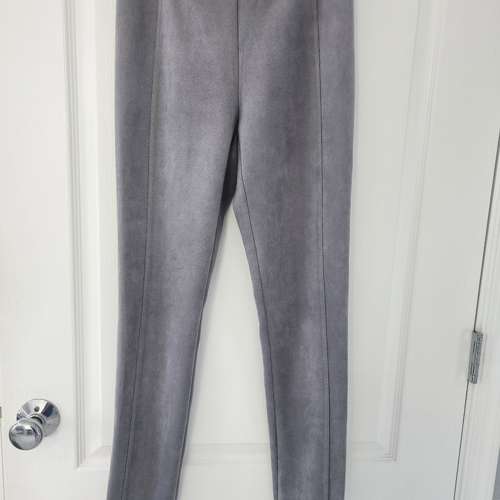 Premise Gray Faux Leather Suede Feel Ankle Dress Pants XS